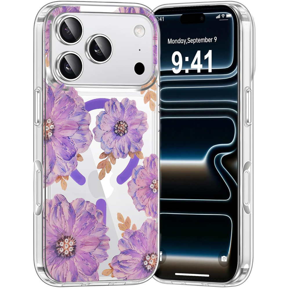 Hülle Für Iphone 17 Pro, Laser Flower, Mit Magsafe, Violett