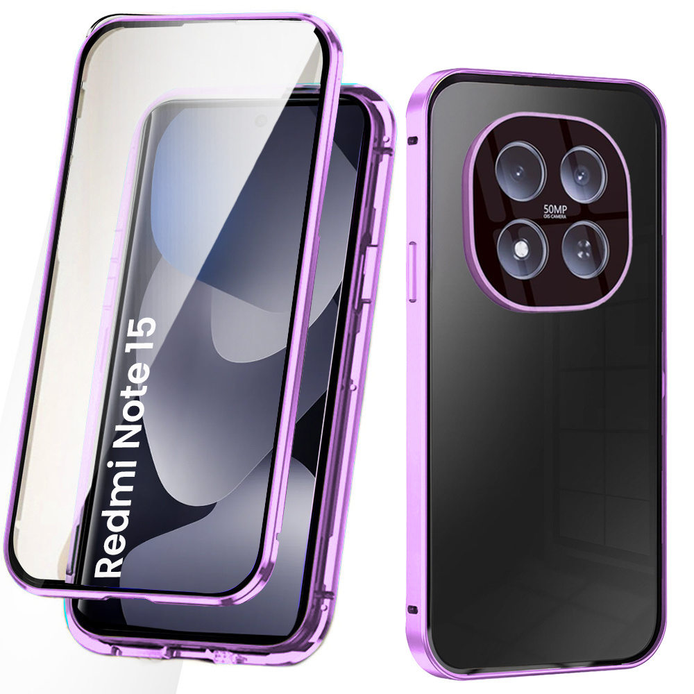 Schutzhülle Für Xiaomi Redmi Note 15 5g / Poco M8 5g, Magnetisches Dualglas, Lila