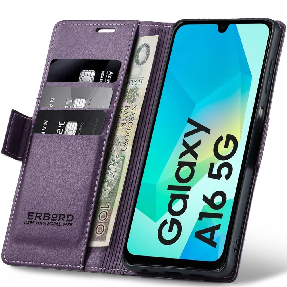 Samsung Galaxy A16 / A16 5g Hülle, Glänzende Litschi-klapphülle, Lila