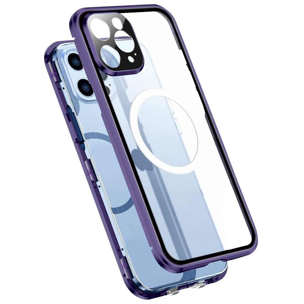 Magnetische Magsafe-hülle Mit Zwei Glasscheiben Für Iphone 14 Pro Max, Lila