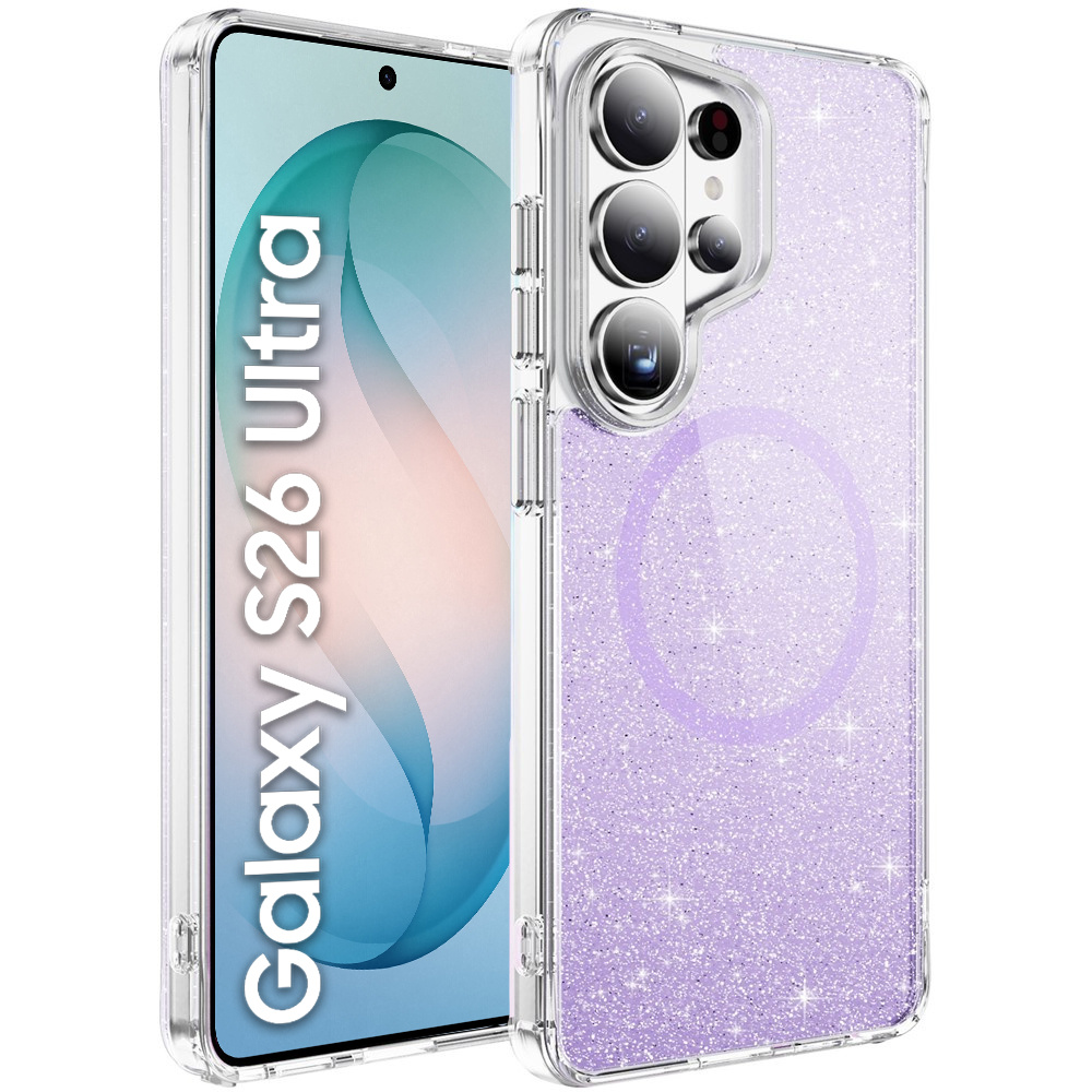 Samsung Galaxy S26 Ultra Hülle, Magsafe-kompatibel, Glitzer, Durchscheinendes Lila