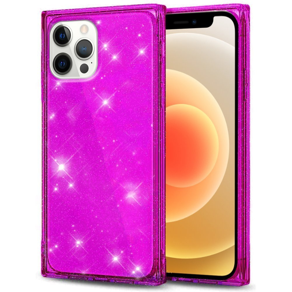 Quadratische Glitzerhülle Für Iphone 12 Pro, Lila