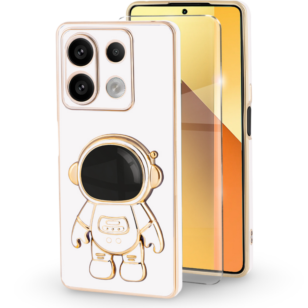 Schutzhülle Für Xiaomi Redmi Note 13 5g, Astronautenmotiv, Weiß + 9h-hartglas