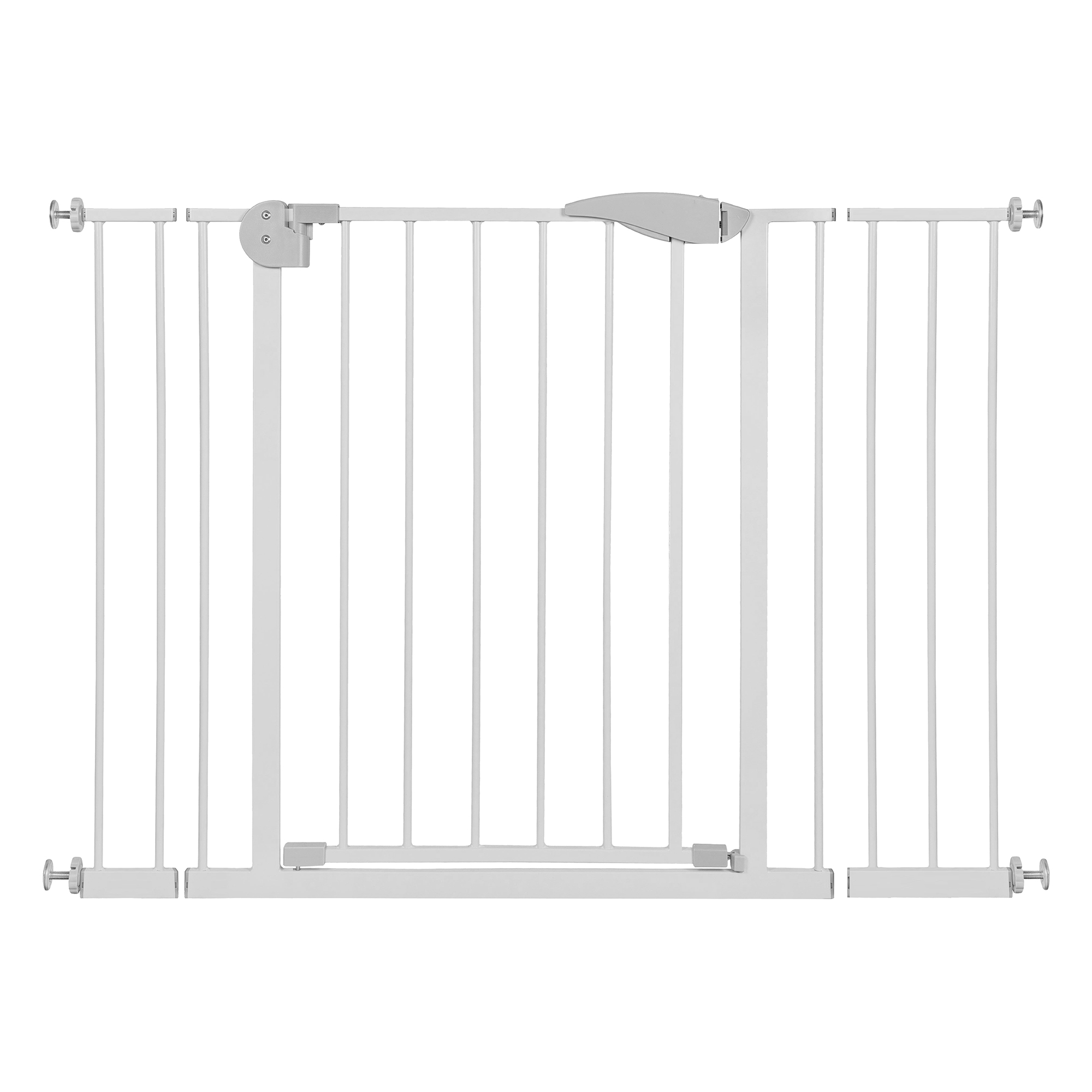 Treppenschutzgitter Mit Hundetür, Verstellbare Breite 75-115 Cm, Höhe 76 Cm, Bohrfreie Montage, Metall, Weiß