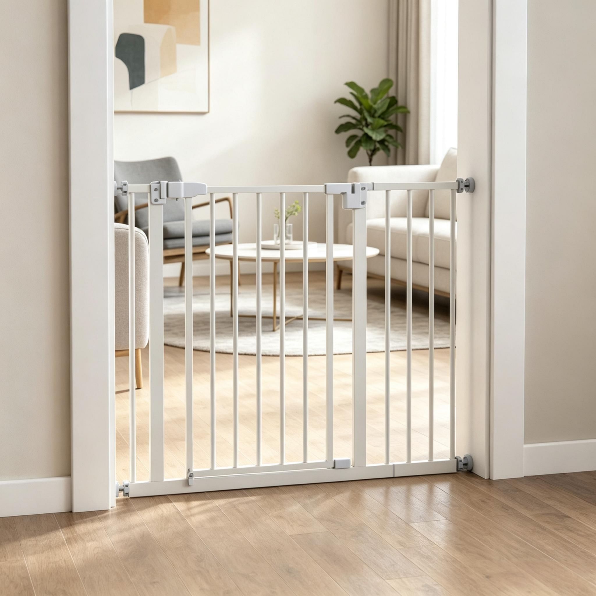 Schutzgitter Für Treppen & Türen, Verstellbar & Erweiterbar, Elegantes Haustier-schutzgitter, Weiß