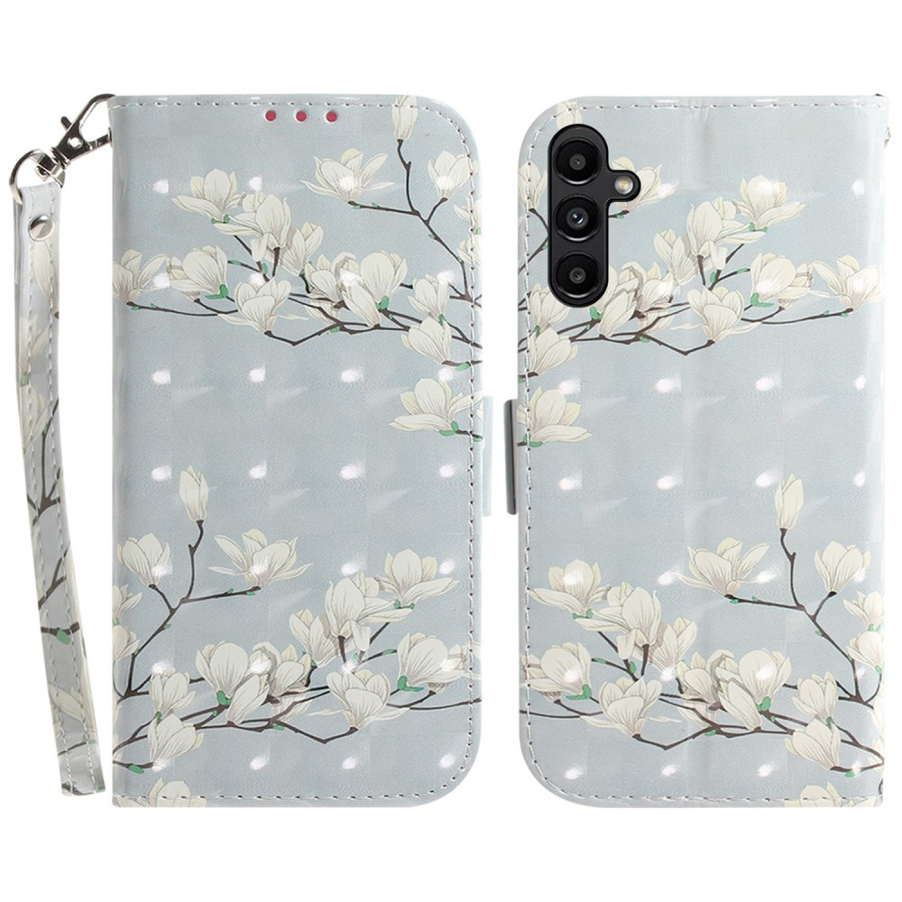 Flip-case Für Samsung Galaxy A25 5g Wallet, Magnolienblumen, Weiß + 9h-glas