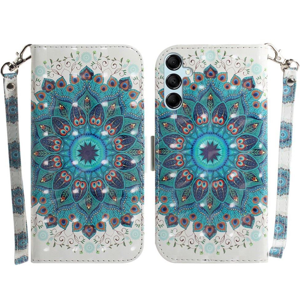 Klapphülle Für Samsung Galaxy A15, Mandala-wallet-design, Weiß + 9h-glas