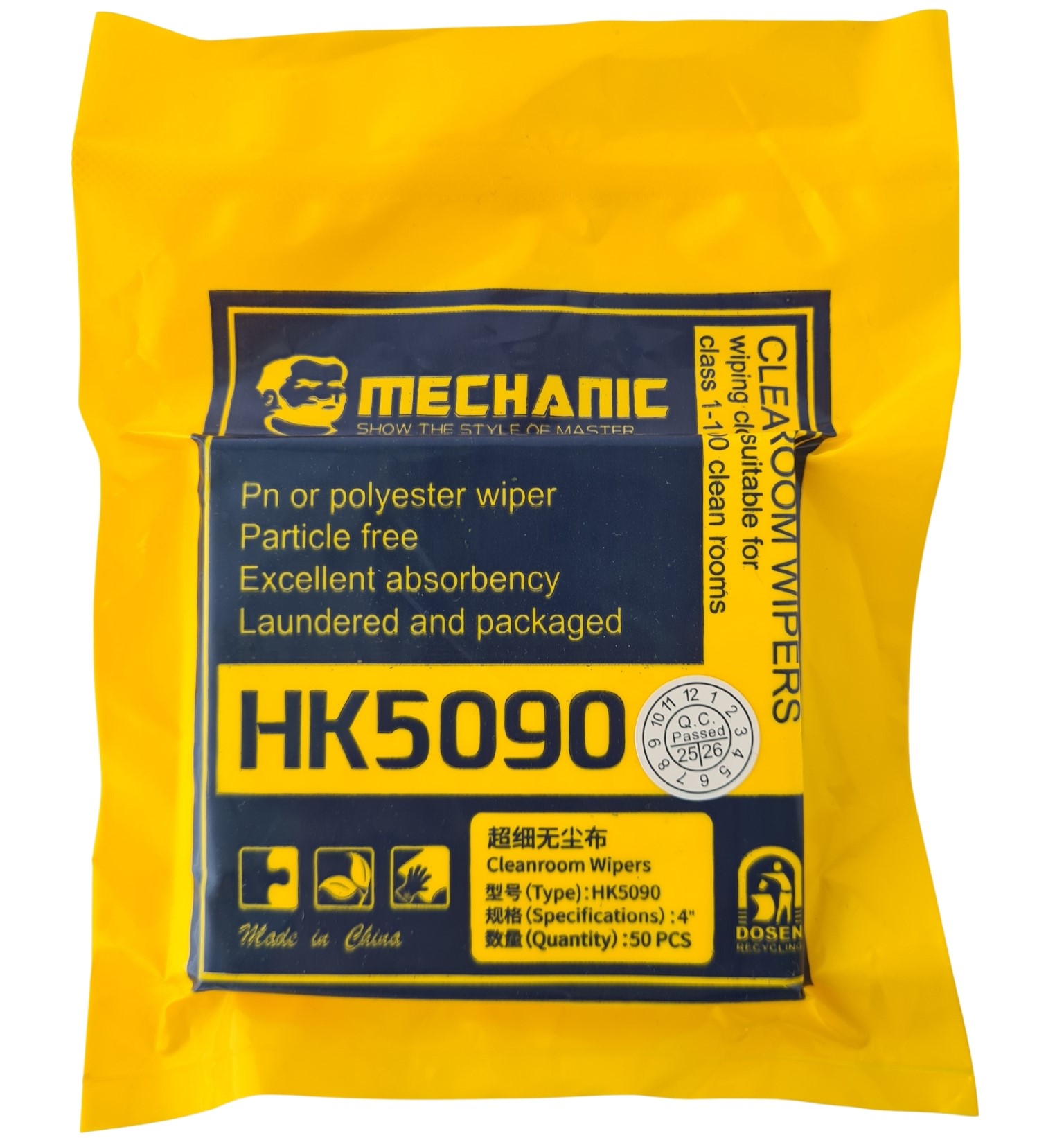 Staubfreie Antistatische Reinigungstücher Mechanic Hk5090 10x10 50 Stück.
