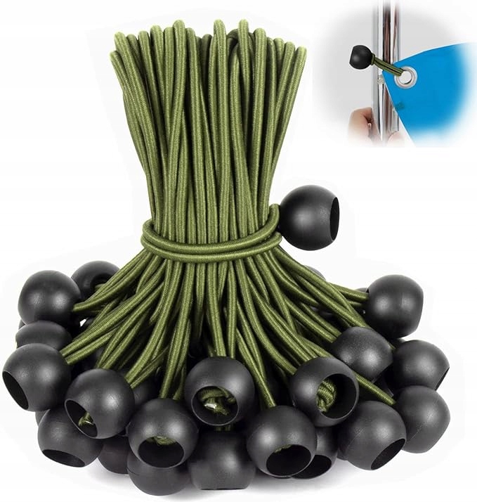 Taotazon 12 Cm Spanngummibänder Mit Kugel, Weiß, 50 Stück Für Zeltplanen
