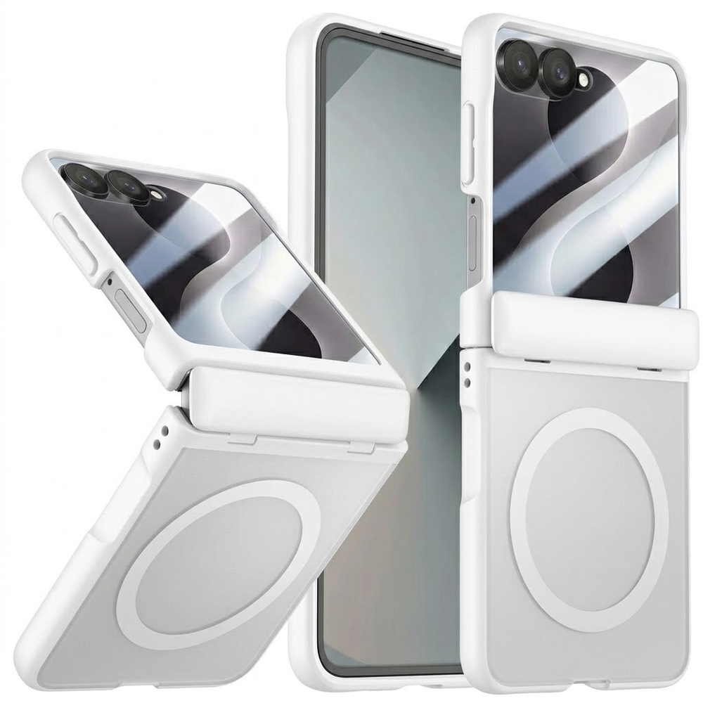 Samsung Galaxy Z Flip 8 Matte Hülle Mit Displayschutzfolie Für Magsafe, Weiß