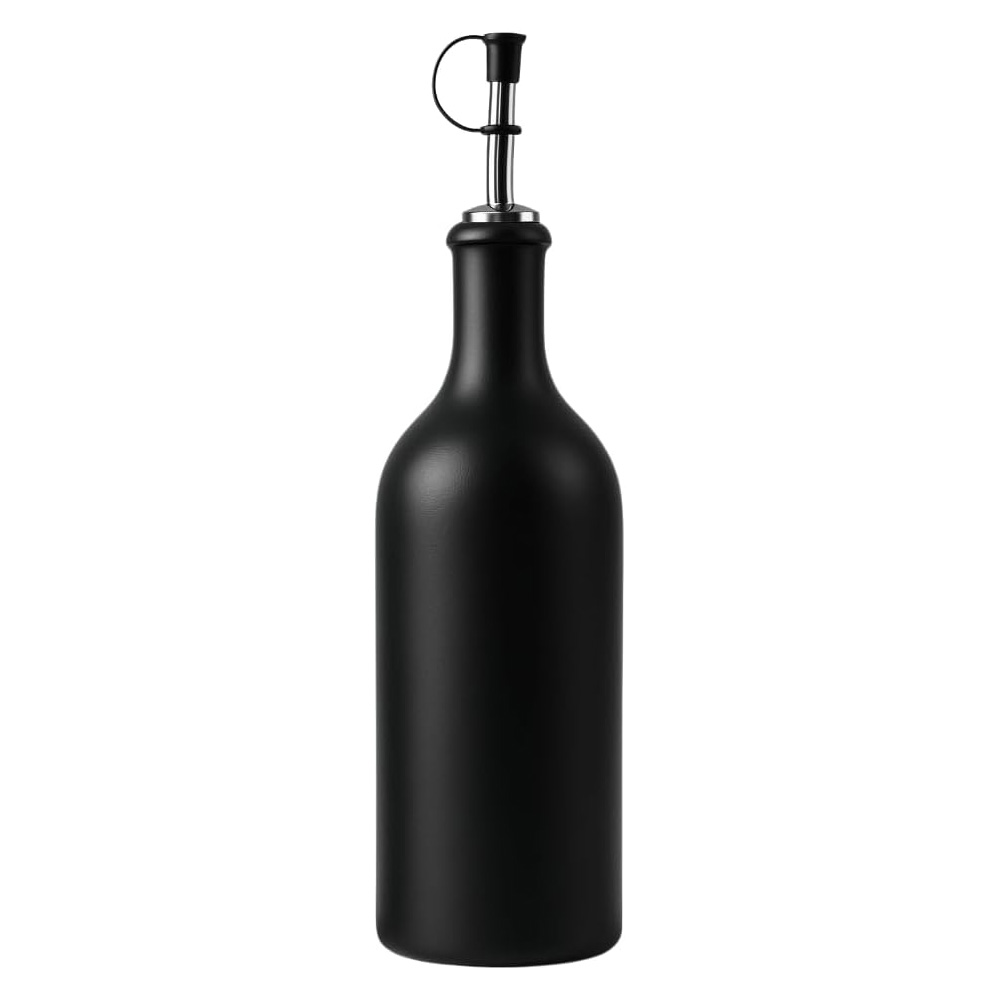 Ölflasche Aus Keramik, Olivenölflasche Für Den Haushalt, Mehrzweck-ölflasche Mit Deckel, Auslaufsichere Würzmittelflasche – 500 Ml – Schwarze Ölflasche
