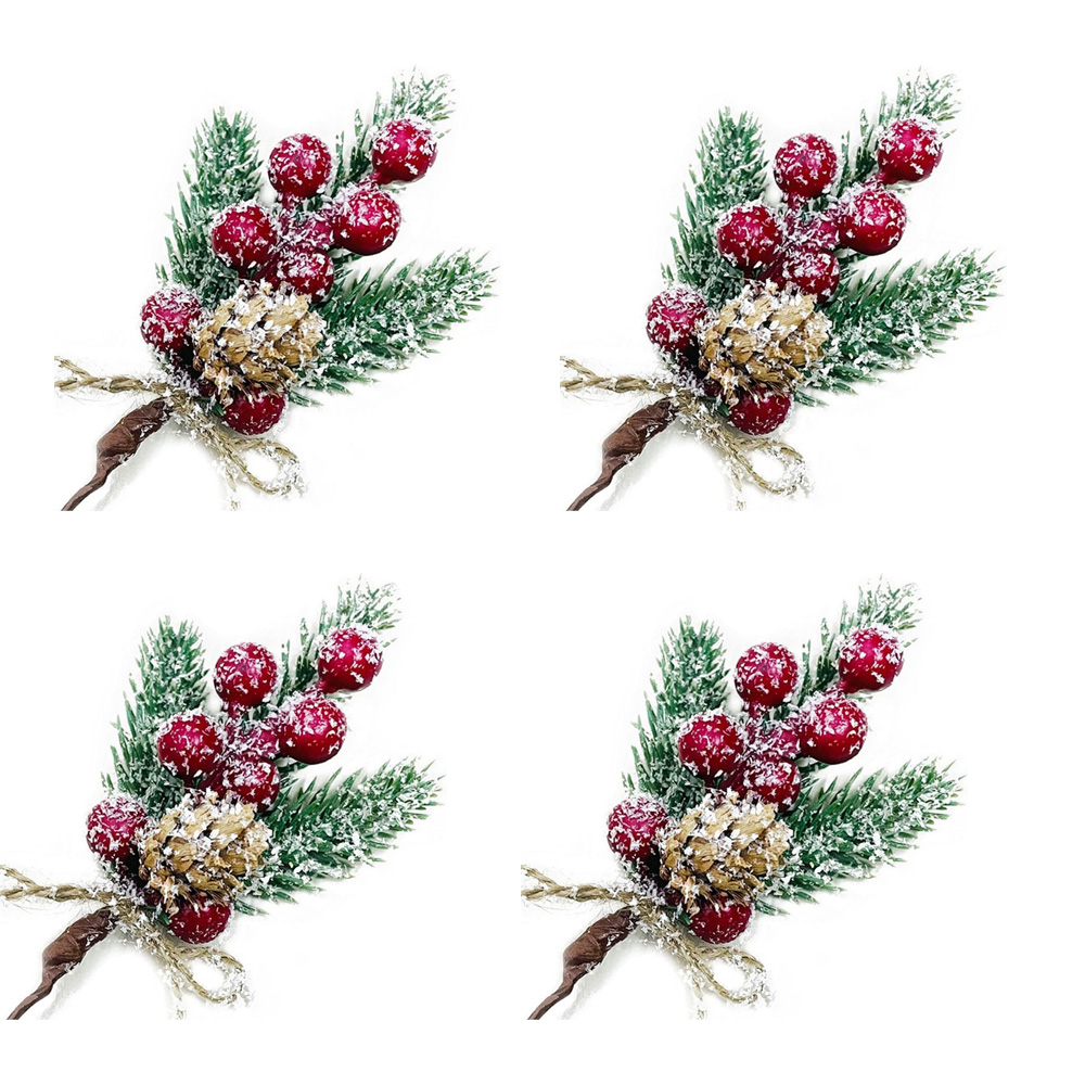 Weihnachtsdekoration Mit Beeren, 4-teilig - Rot - Weihnachtsdekoration Mit Beeren, 4-teilig - Rot