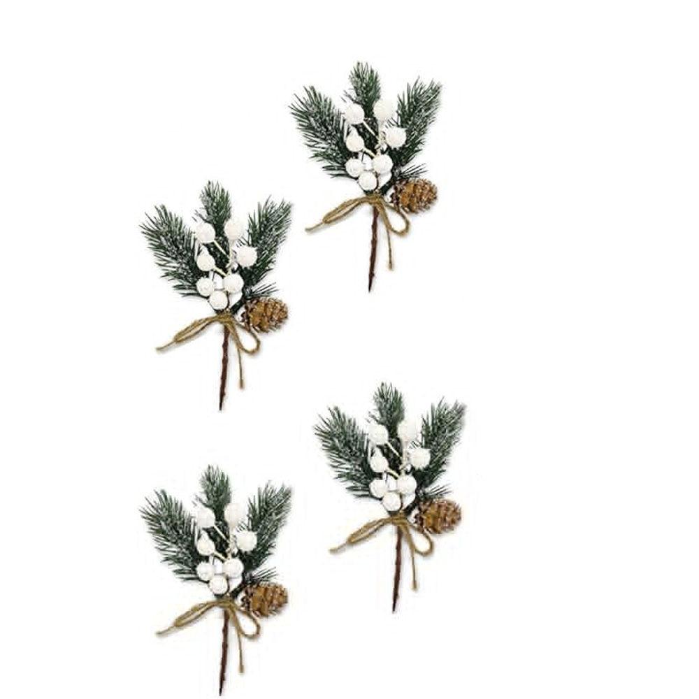 Weihnachtsdekoration Mit Beeren, 4-teilig – Weiß - Weihnachtsdekoration Mit Beeren, 4-teilig – Weiß