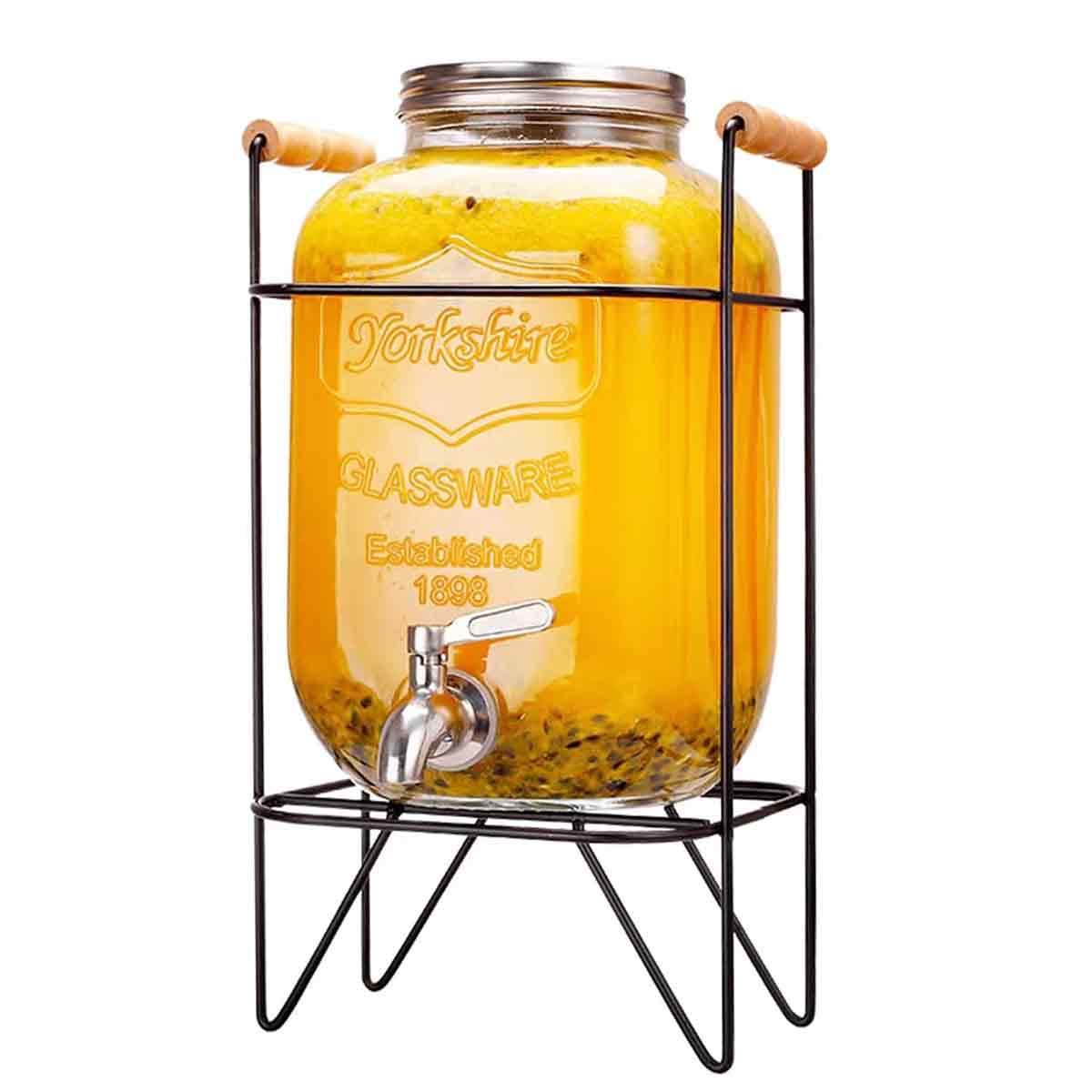 Getränkespender, Ständer, 4 Liter, Zapfhahn, Deckel, Für Ihre Limonade, Transparent Und Schwarz
