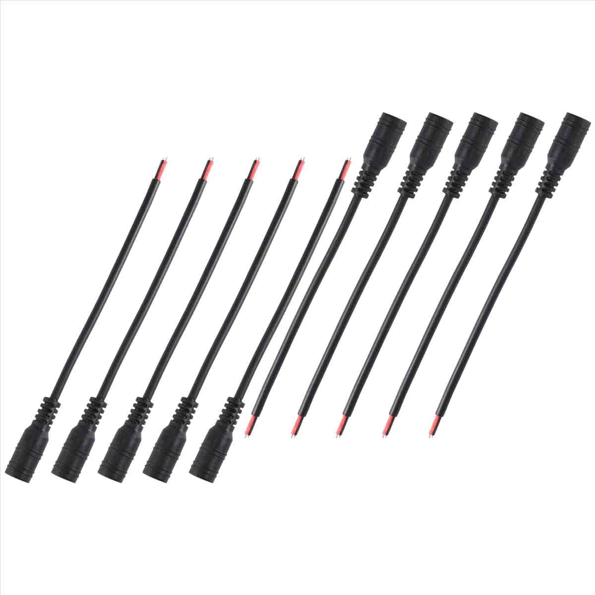 10 Stück 12v Dc Netzstecker (buchse) Mit Kabel (5,5 X 2,1 Mm) Und 15 Cm Langem Anschlusskabel Für Led-streifen In Überwachungskameras