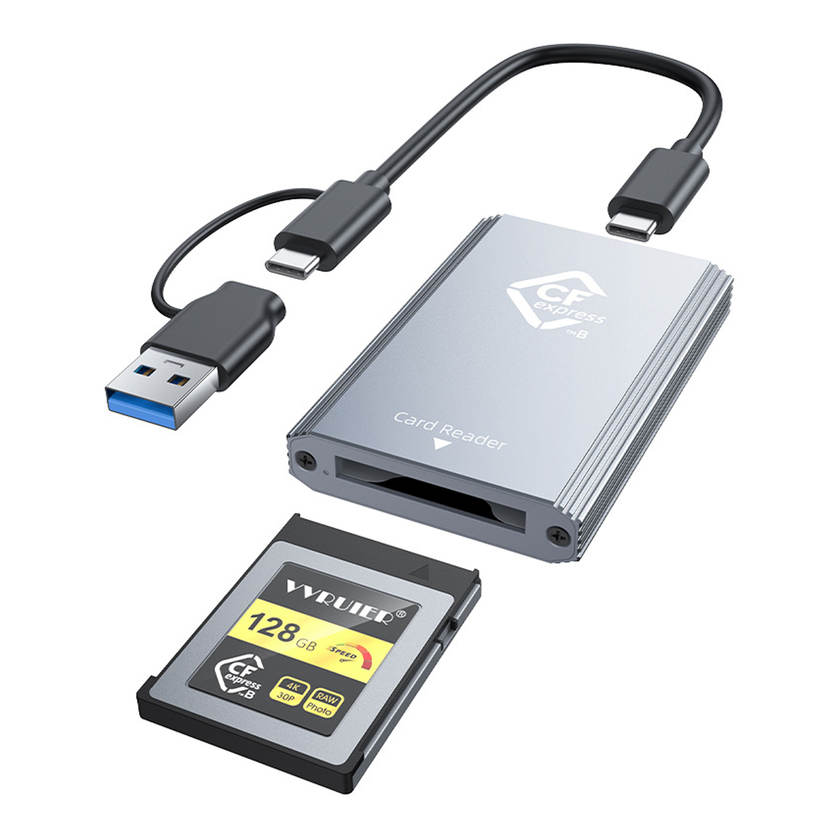 Cfexpress-typ-b-lesegerät, 10-gbit/s-usb-3.2-gen-2-cfexpress-lesegerät, Tragbares Cfexpress-lesegerät Aus Aluminium