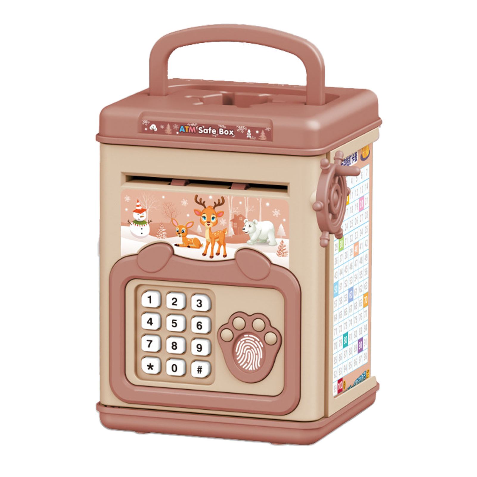 Kinder-spardose Mit Fingerabdruck-safe, Passwort-cartoon-anleitung, Elektronischer Lern-sparschwein, Rosa