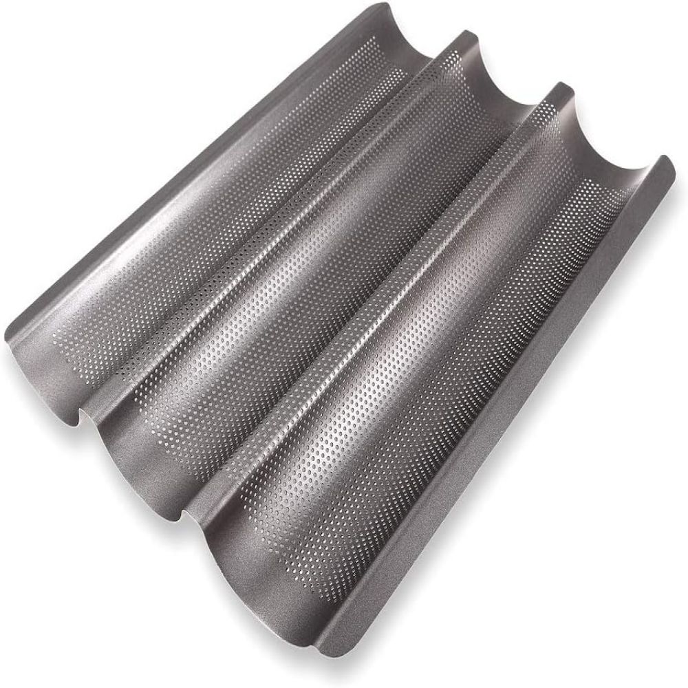 Baguetteform – 3 Reihen – 38,5 X 28 Cm – Backform Für Baguettes – Antihaftbeschichtet – Zum Backen Von Baguettes – Edelstahl