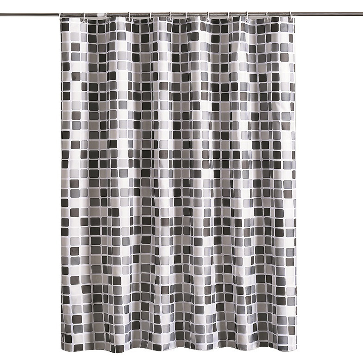 Duschvorhang Aus Polyester, 180 X 200 Cm, Grau – Inklusive Ringe (msv) - Duschvorhang Aus Polyester, 180 X 200 Cm, Grau – Inklusive Ringe (msv)