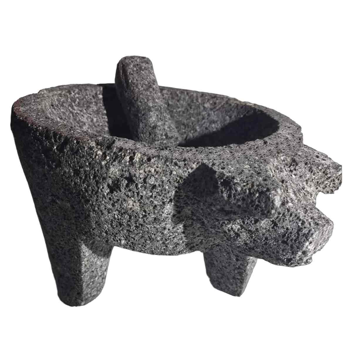 8" Molcajete Aus Vulkanischem Lavagestein / Steinmörser- Und Stößelset / Hergestellt In Mexiko Für Salsa & Guacamole