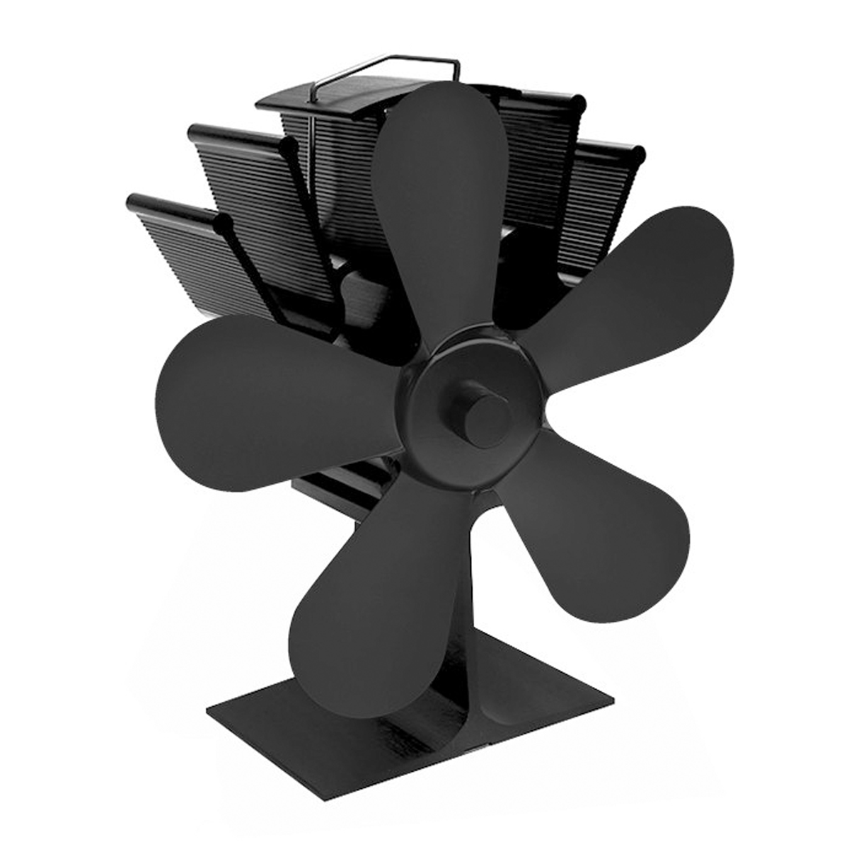 Sonderangebot Ventilator Mit 5 Flügeln Für Holzbetriebene Öfen Und Kamine, Geeignet Für Holzscheite Und Kamine, Schwarz