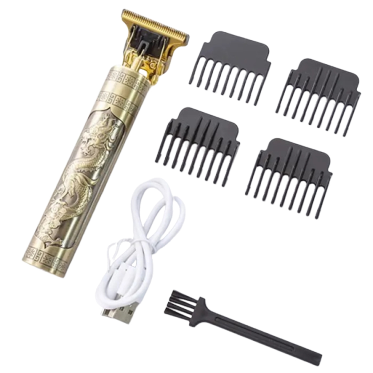 Elektrischer Herrenrasierer, Professioneller Bart- Und Haartrimmer, Kabelloses Finish-tool, Retro-gold-drachen-t-klinge, Elektrischer Rasierer Im Salon-stil