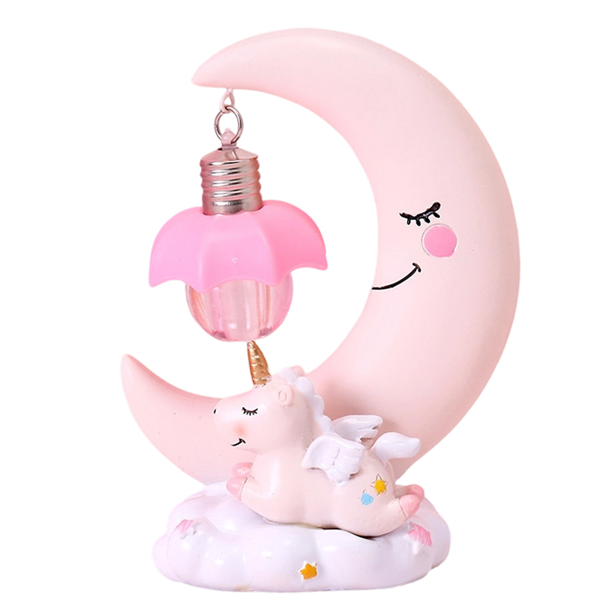 Led-nachtlicht Aus Kunstharz, Mond-einhorn-cartoon-baby-bettlampe, Kinderspielzeug, Weihnachtsgeschenk Für Mädchen (rosa)