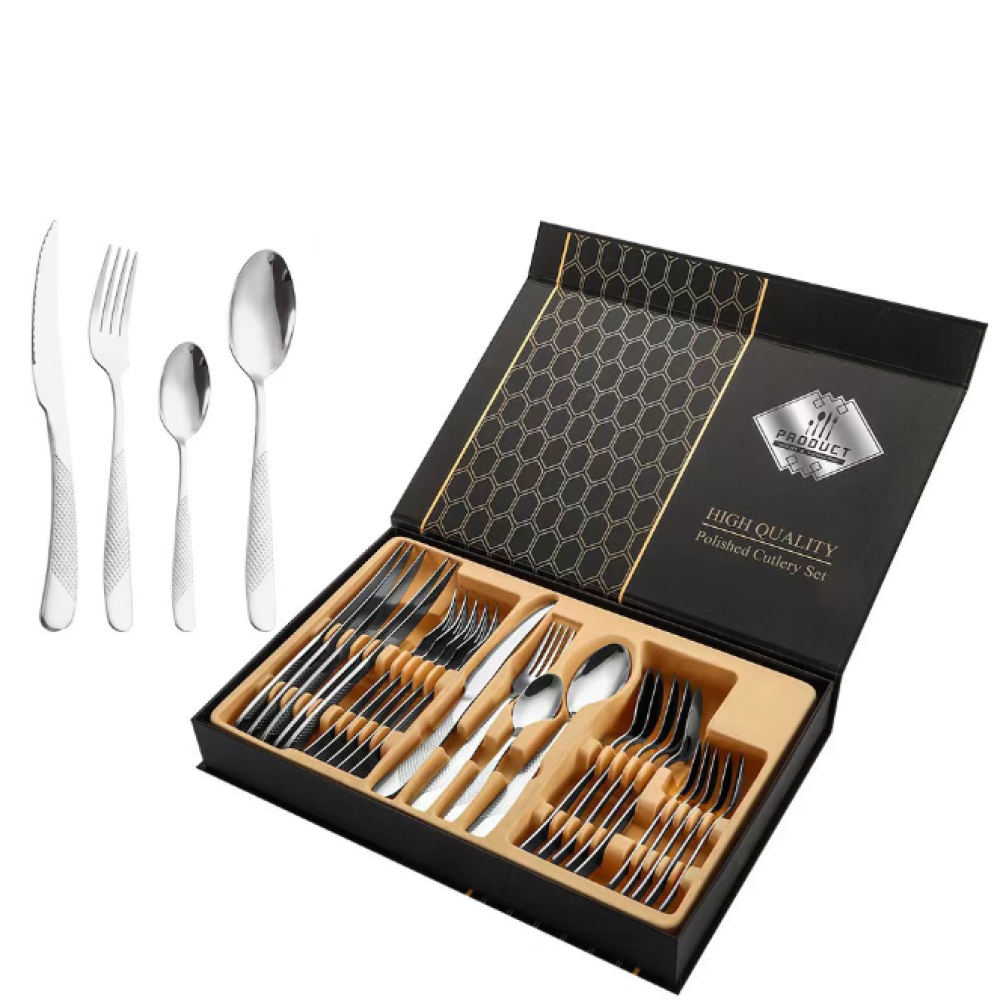 24-teiliges Edelstahl-reinigungsdecken-set Für 6 Personen, Spülmaschinenfest, Mit Geschenkbox