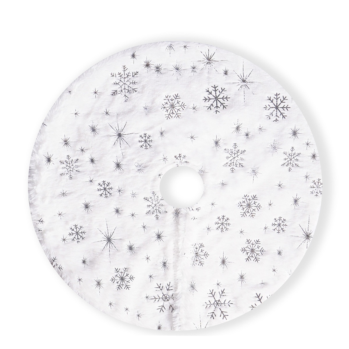 1 Stück Silberner 40 Cm/15,75 Zoll Weißer Kunstpelz-weihnachtsbaumrock Mit Sternenmuster