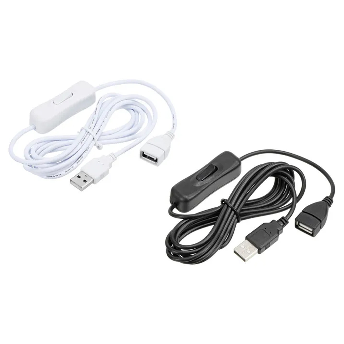2er-pack 2 M Usb-verlängerungskabel Mit Stecker-buchse-schalter, Kabel Für Schreibtischlampe, Led-ventilator, Schwarz Und Weiß
