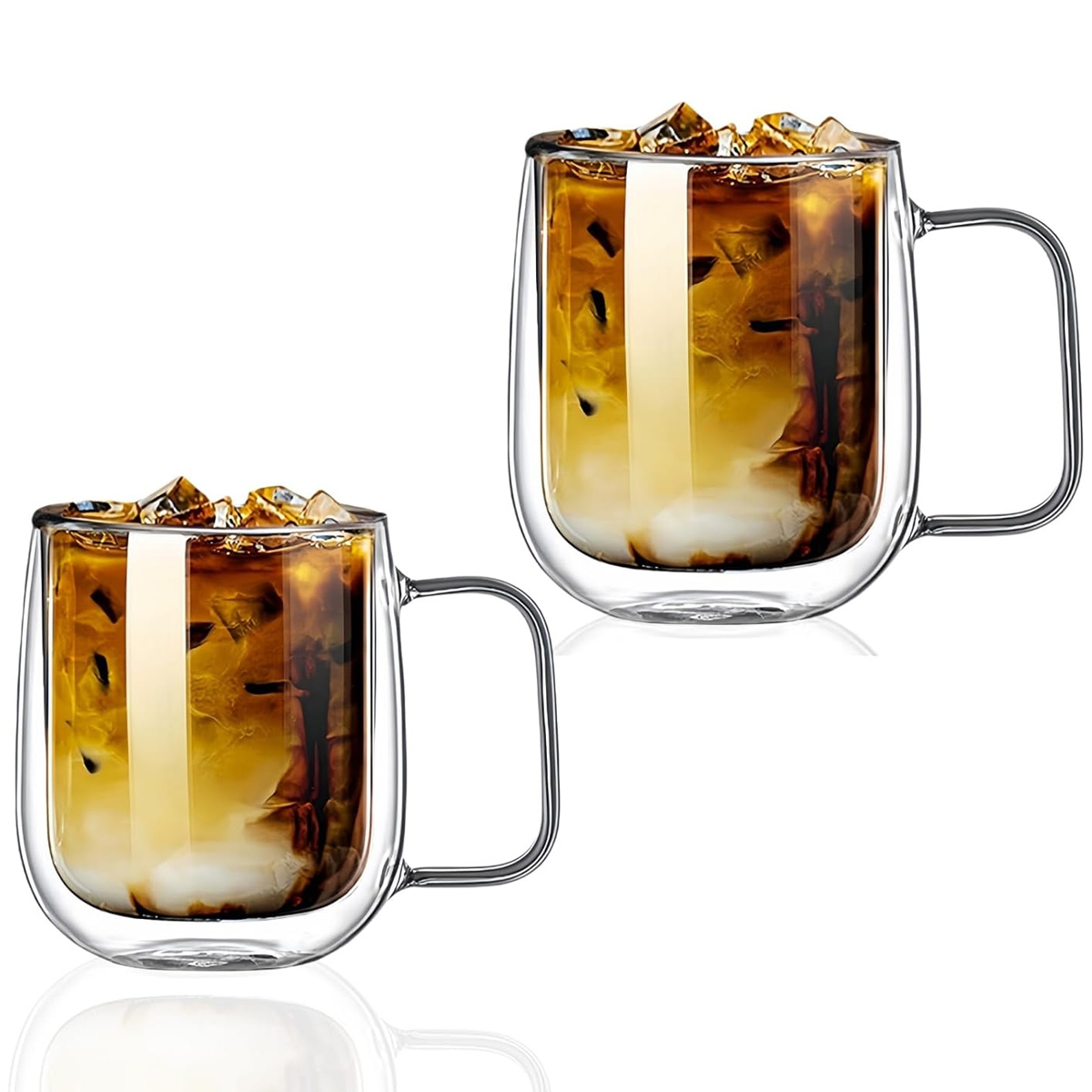 2er-pack Doppelwandige Glas-kaffeebecher Mit Henkel, Thermoisolierte, Transparente Becher Für Americano, Latte, Espresso, Tee