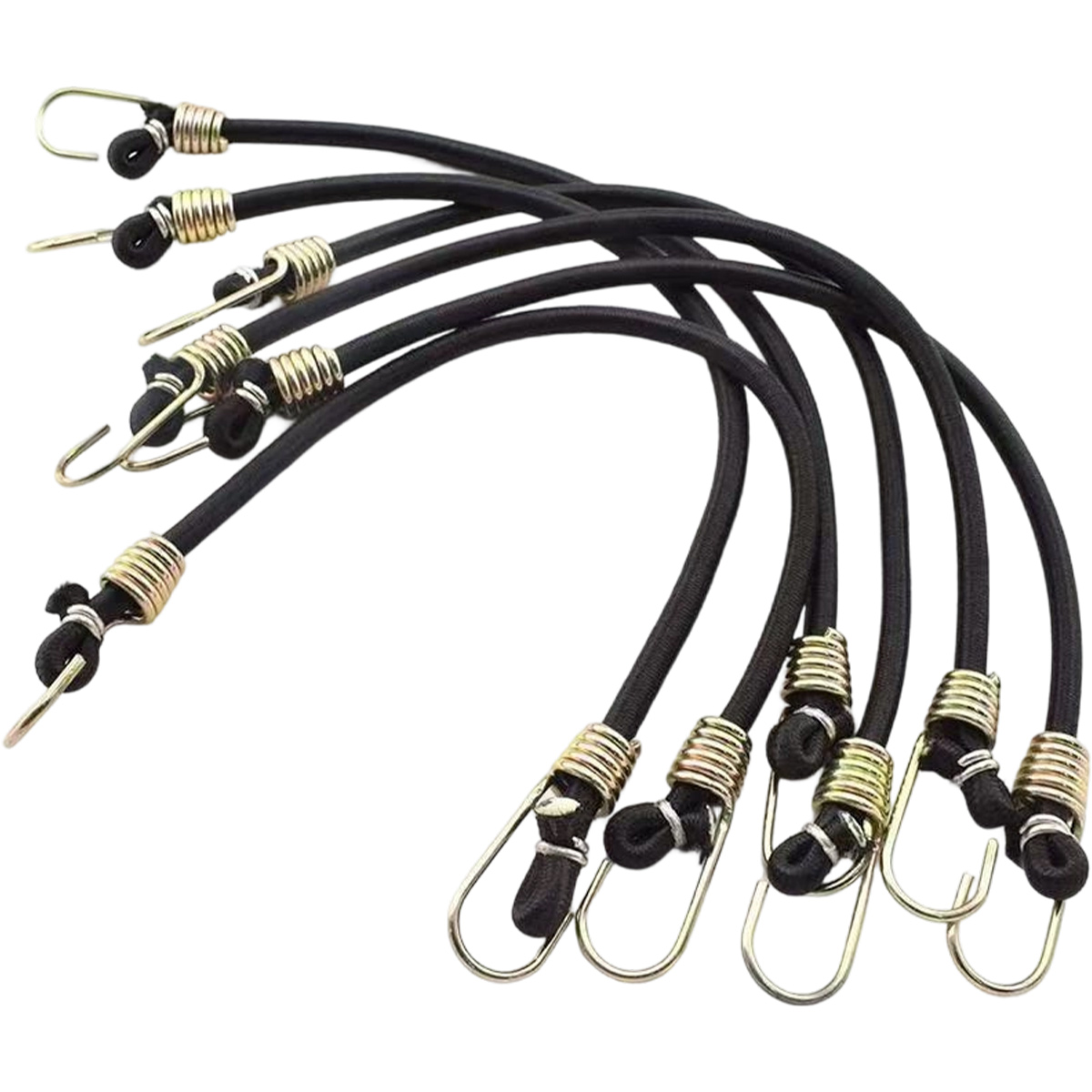 10er-pack Elastische Bungee-seile Mit Robusten Universalhaken – Schwarz Und Silber