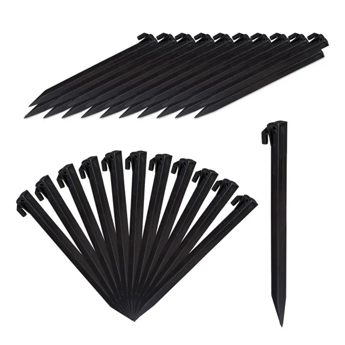 Heringe, 64er-packung, Verankerungsnägel, Für Den Einsatz Im Garten Und Auf Dem Boden, 31 Cm Lang, Kunststoff, Schwarz