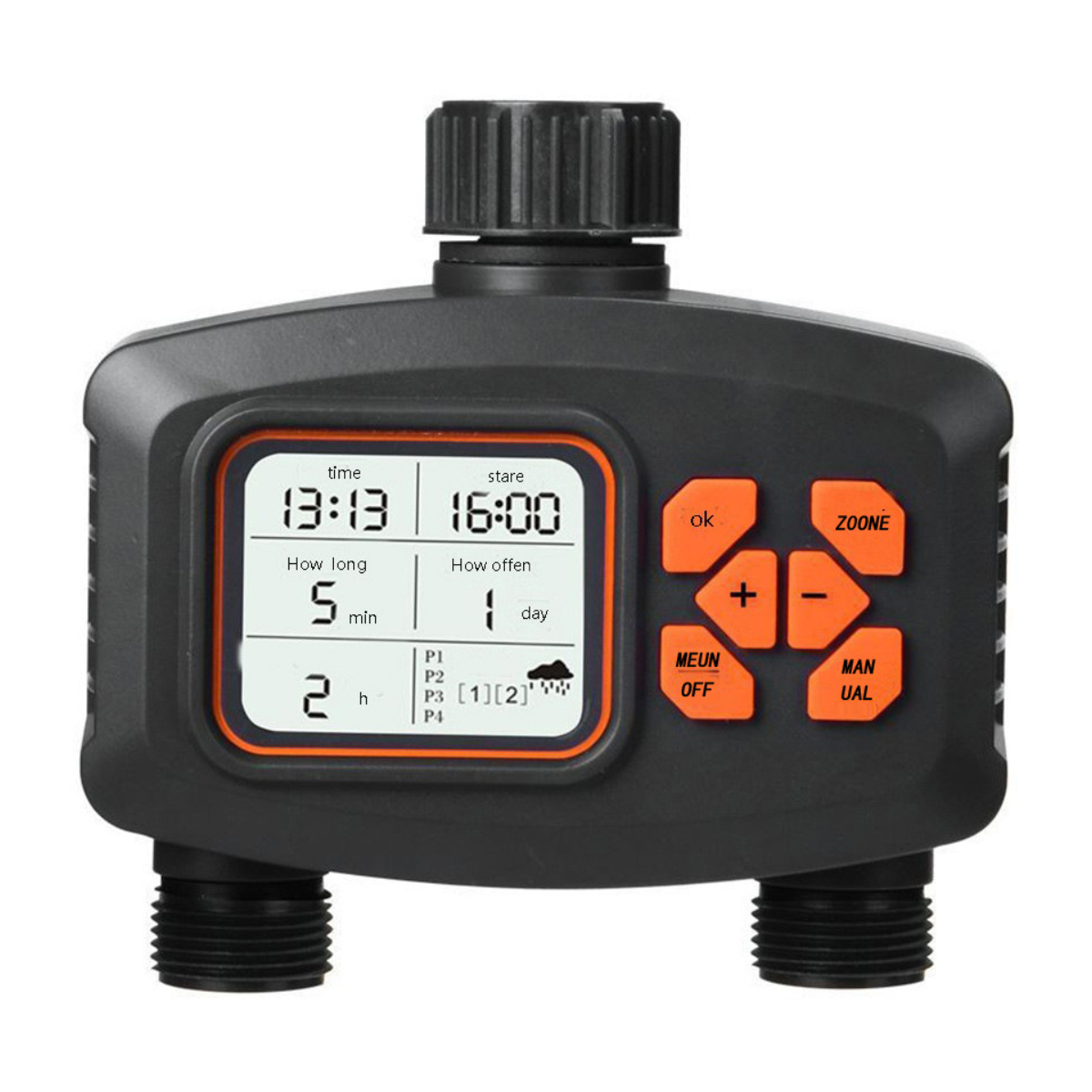 Bewässerungsuhr – 2-fach-programmierer – Wasserdicht – Regensensor – Einfache Installation
