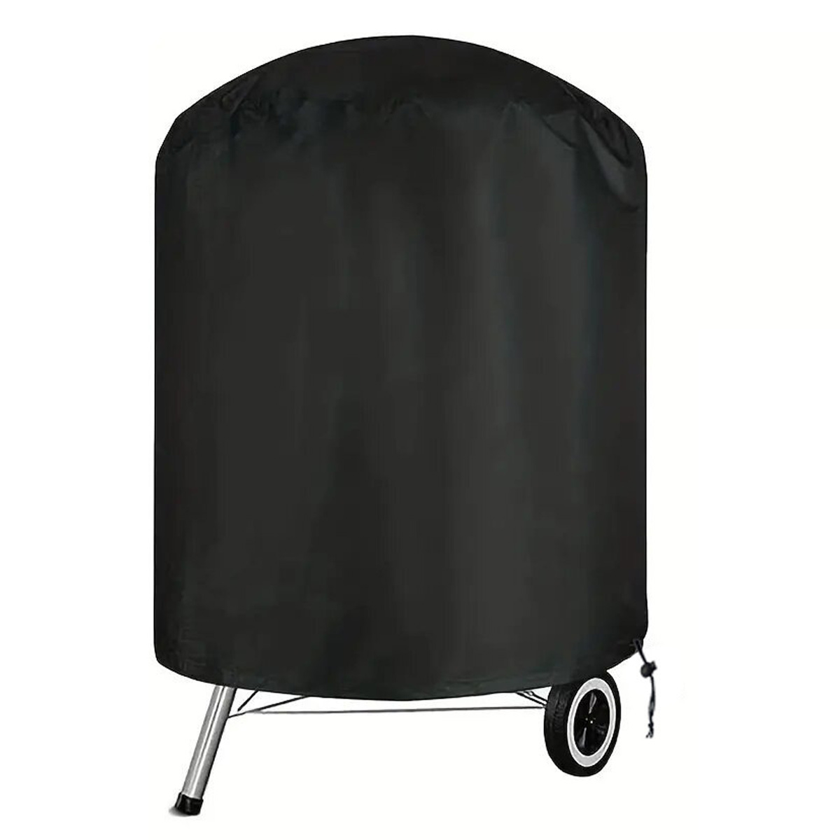 Wasserdichte, Runde Grillabdeckung Aus Reißfestem Und Uv-beständigem 210d Oxford-gewebe Mit Winddichtem Seitengurt, Schwarz (70 X 97 Cm)
