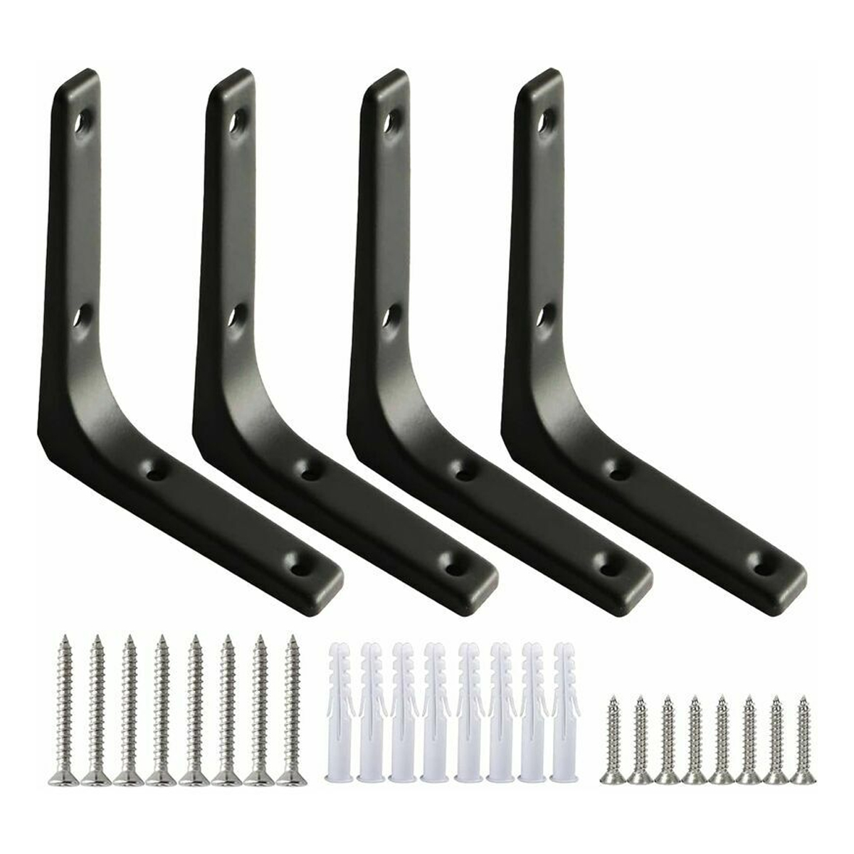 4 Stück Schwarze Edelstahl-befestigungswinkel 100 X 100 Mm, Metall-eckwinkel Für Möbelbefestigung Und -reparatur, Verstärkung Von Verbindungen, Schwarz