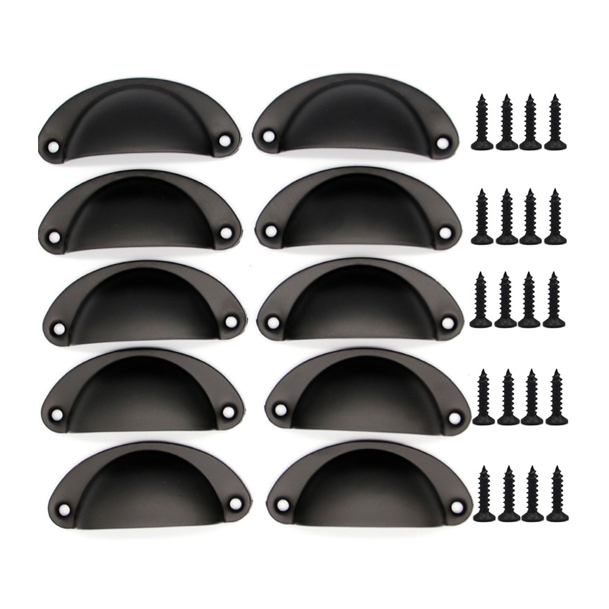Set Mit 24 Schrankgriffen – Retro-muscheldesign – Schwarz – Modell – 82 Mm - Set Mit 24 Schrankgriffen – Retro-muscheldesign – Schwarz – Modell – 82 Mm