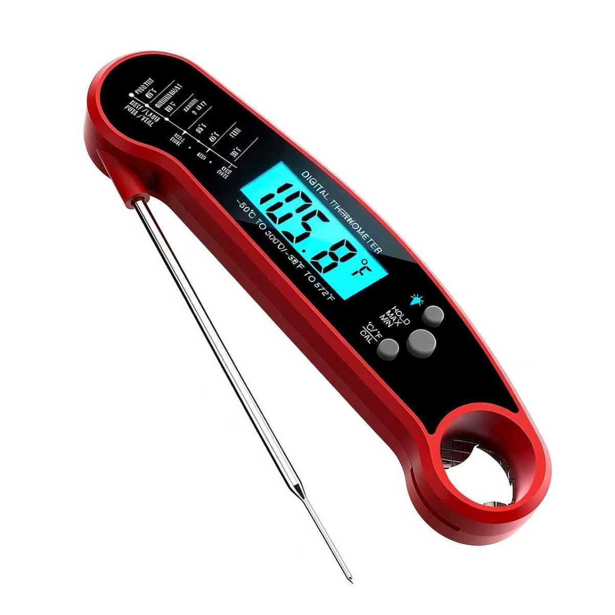 Professionelles Digitales Sofortablese-fleischthermometer – Beidhändig Bedienbares, Hintergrundbeleuchtetes Küchen- Und Grillthermometer