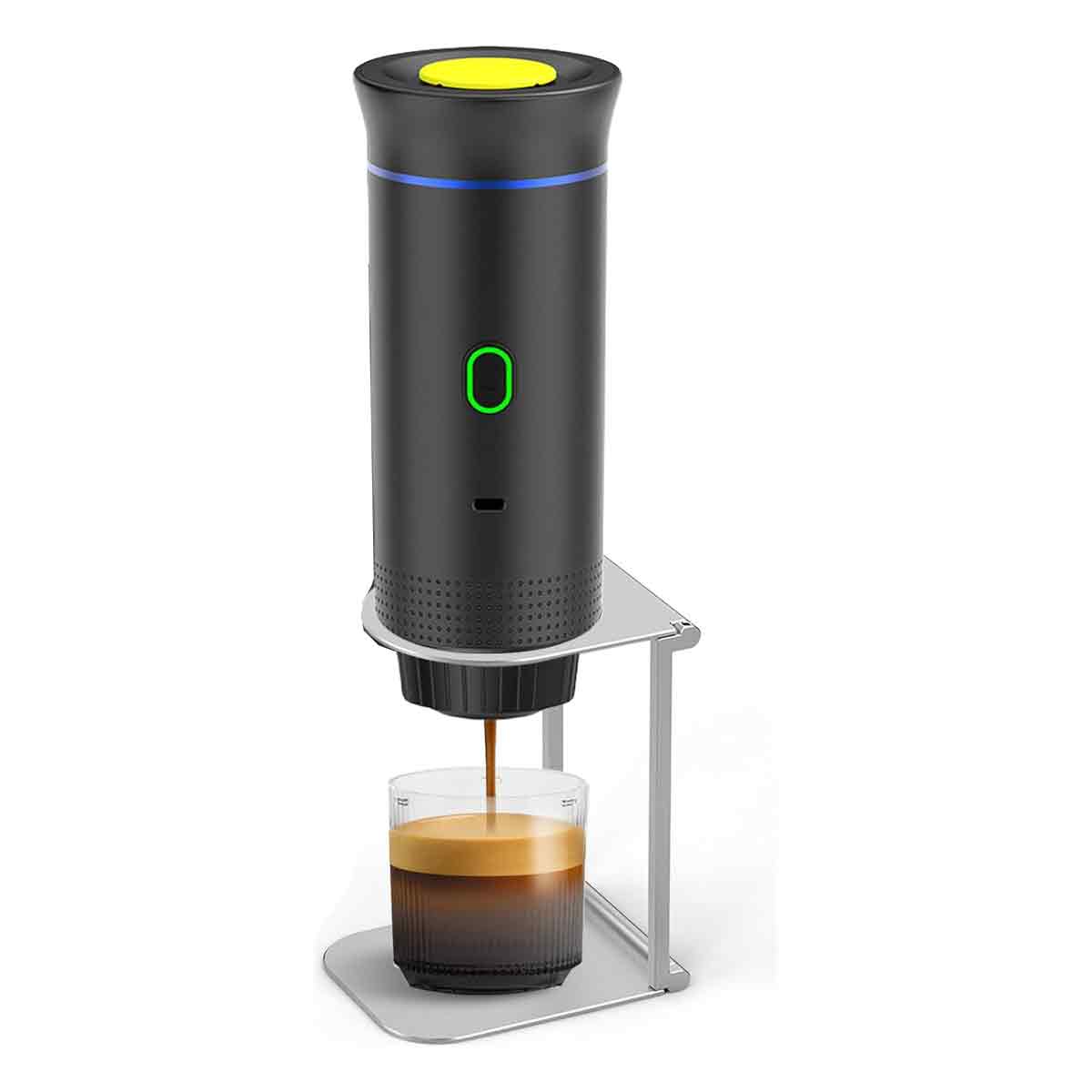 Tragbare Kaffeemaschine, 3-in-1 Espressomaschine Mit Ständer Und Tasche, 7500-mah-akku, Kompatibel Mit Kapseln Und Gemahlenem Kaffee, Für Reisen, Camping, Auto, Büro (schwarz)