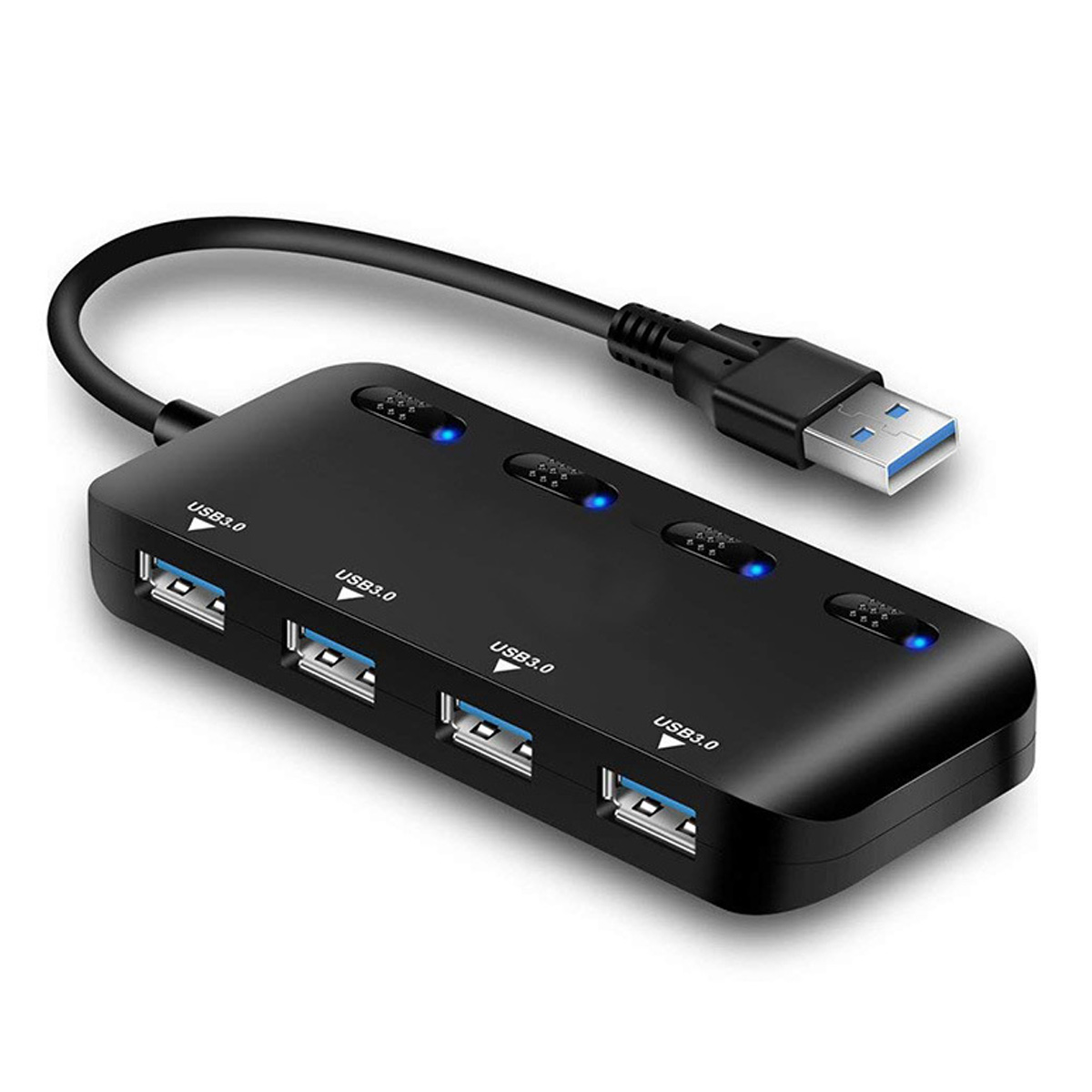 Usb 3.0 Hub – Marke – 4 Anschlüsse – Schwarz – Überspannungsschutz – Intelligentes Laden