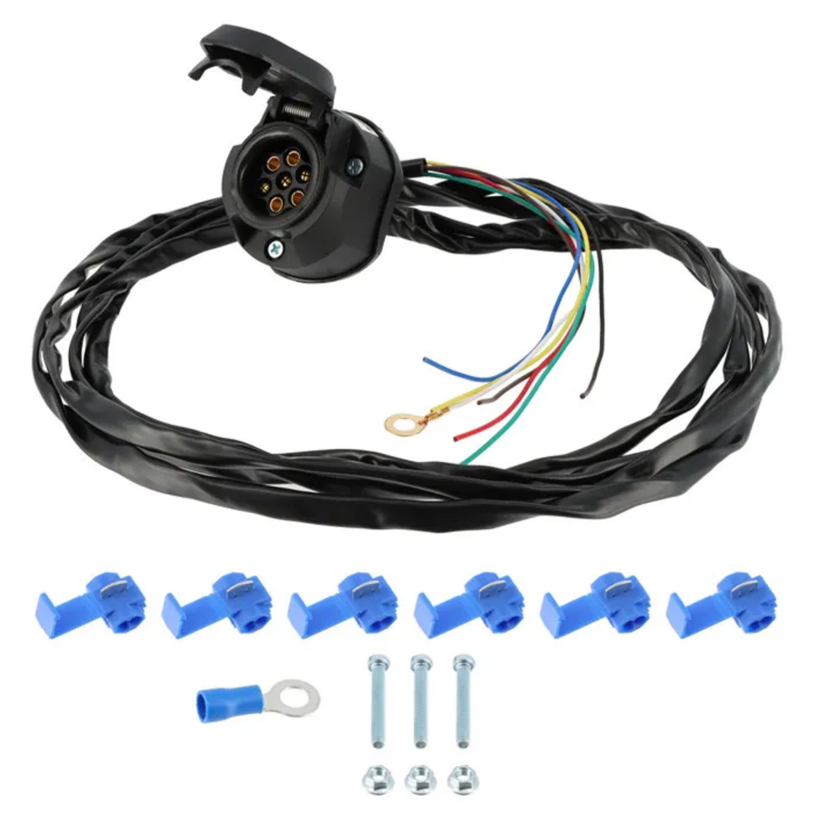 Anhängerkupplungs-verkabelungssatz – 7-poliger 12-v-stecker (weiblich) – Vorverdrahtet, 2 M – 7 X 0,5 Mm² Kabel – Für Anhänger Und Landmaschinen