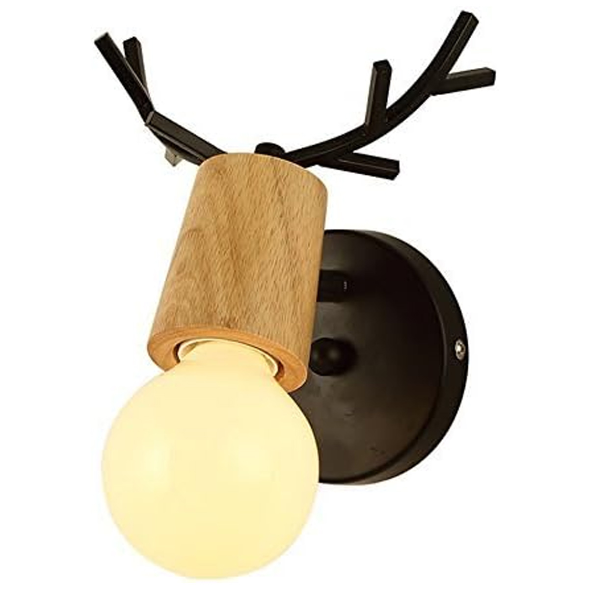 Moderne Nordische Wandleuchte Aus Holz In Form Eines Hirschgeweihs Mit Zugkettenschalter (schwarz)