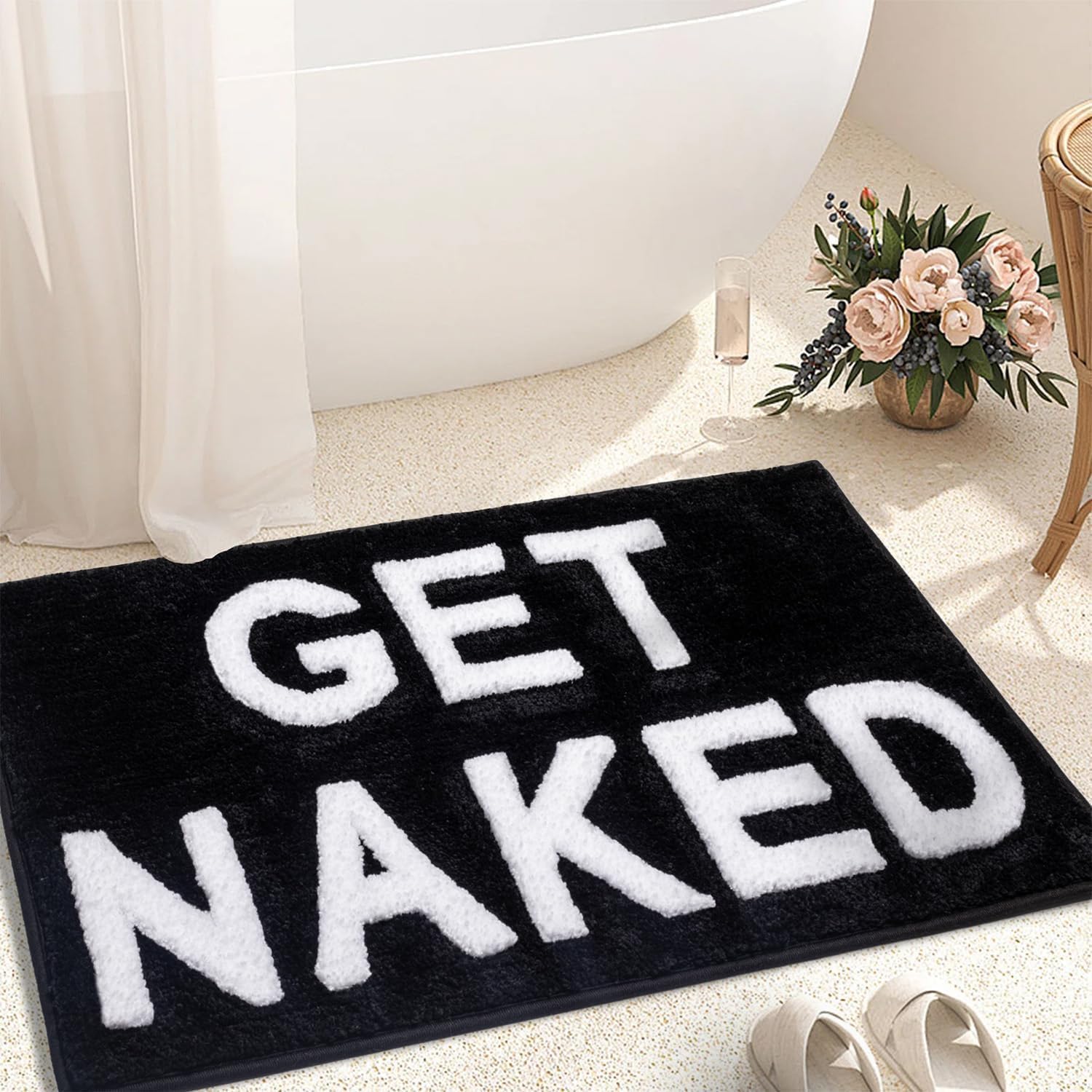 Badematte – Rutschfest – 40 X 60 Cm – Saugfähige Badematte – Duschmatte – Wc-matte – Maschinenwaschbar – Schwarz