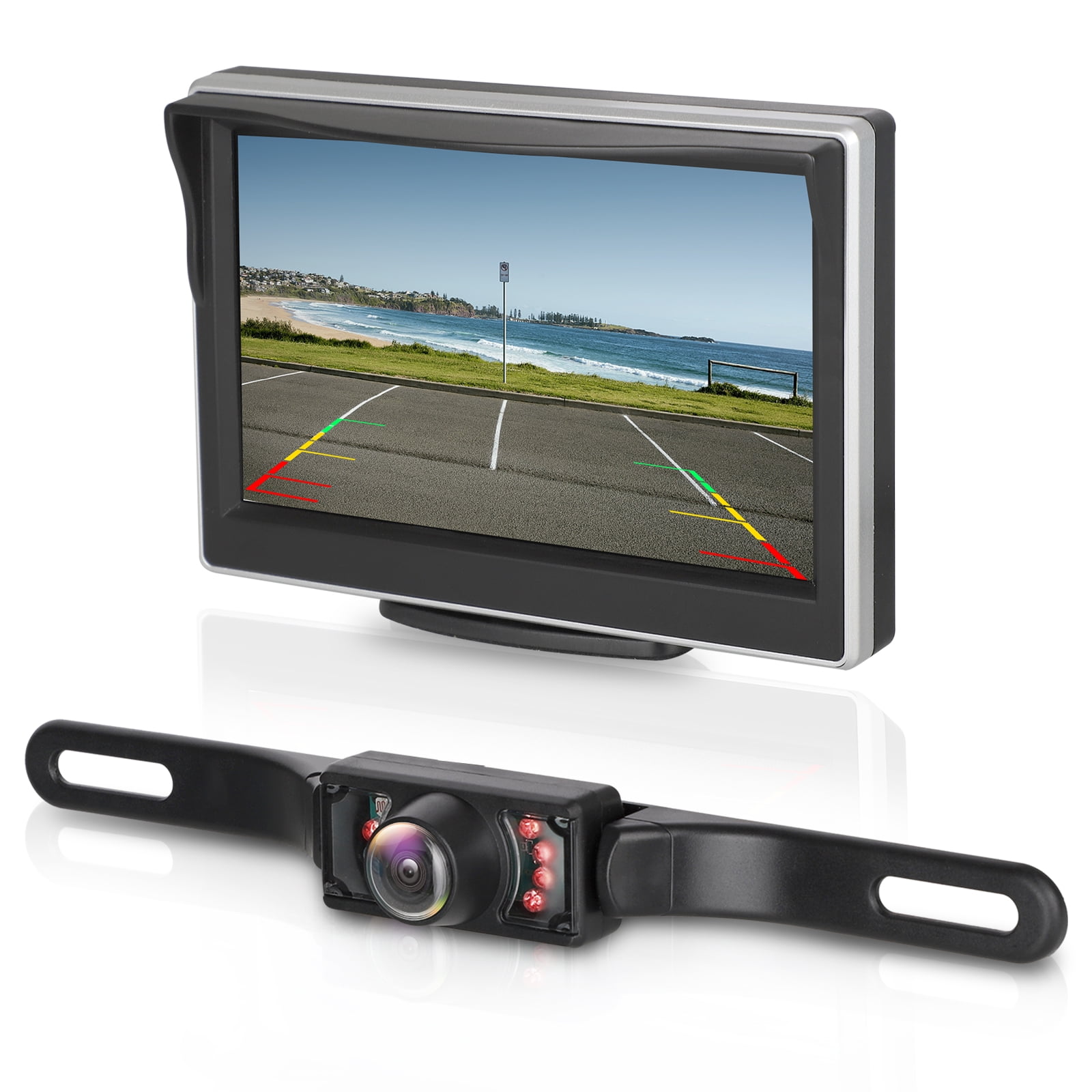 Digitales Kabelloses Rückfahrkamera-set Mit 5-zoll-monitor Für Wohnmobile, Pkw, Anhänger Und Lkw – Hochgeschwindigkeits-überwachungssystem (ip68 Wasserdicht) – Rück-, Seiten- Und Frontansicht – Dauerb