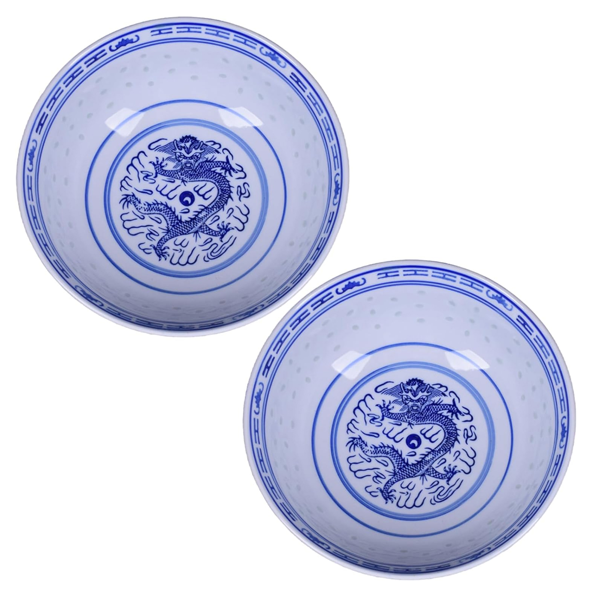 Set Aus 2 Porzellan-ramenschalen – Blau/weiß, 800 Ml, Für Suppe, Reis, Müsli, Dessert