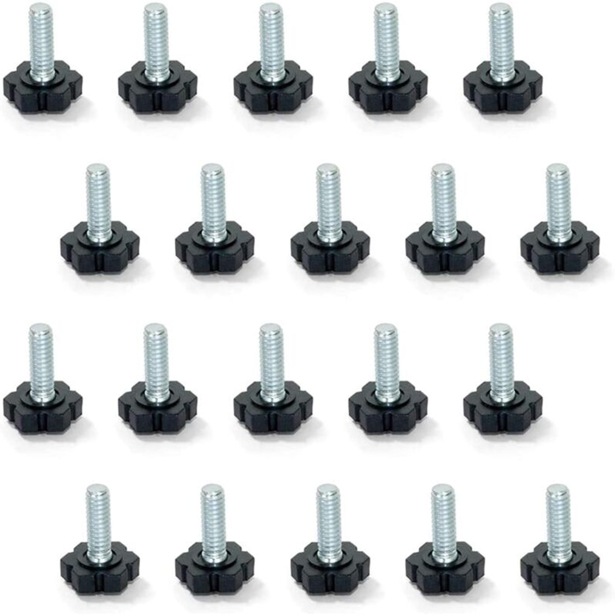 Möbelnivellierfüße, M6x15 Mm Gewinde, 20er-pack, Schwarz/silber - Möbelnivellierfüße, M6x15 Mm Gewinde, 20er-pack, Schwarz/silber