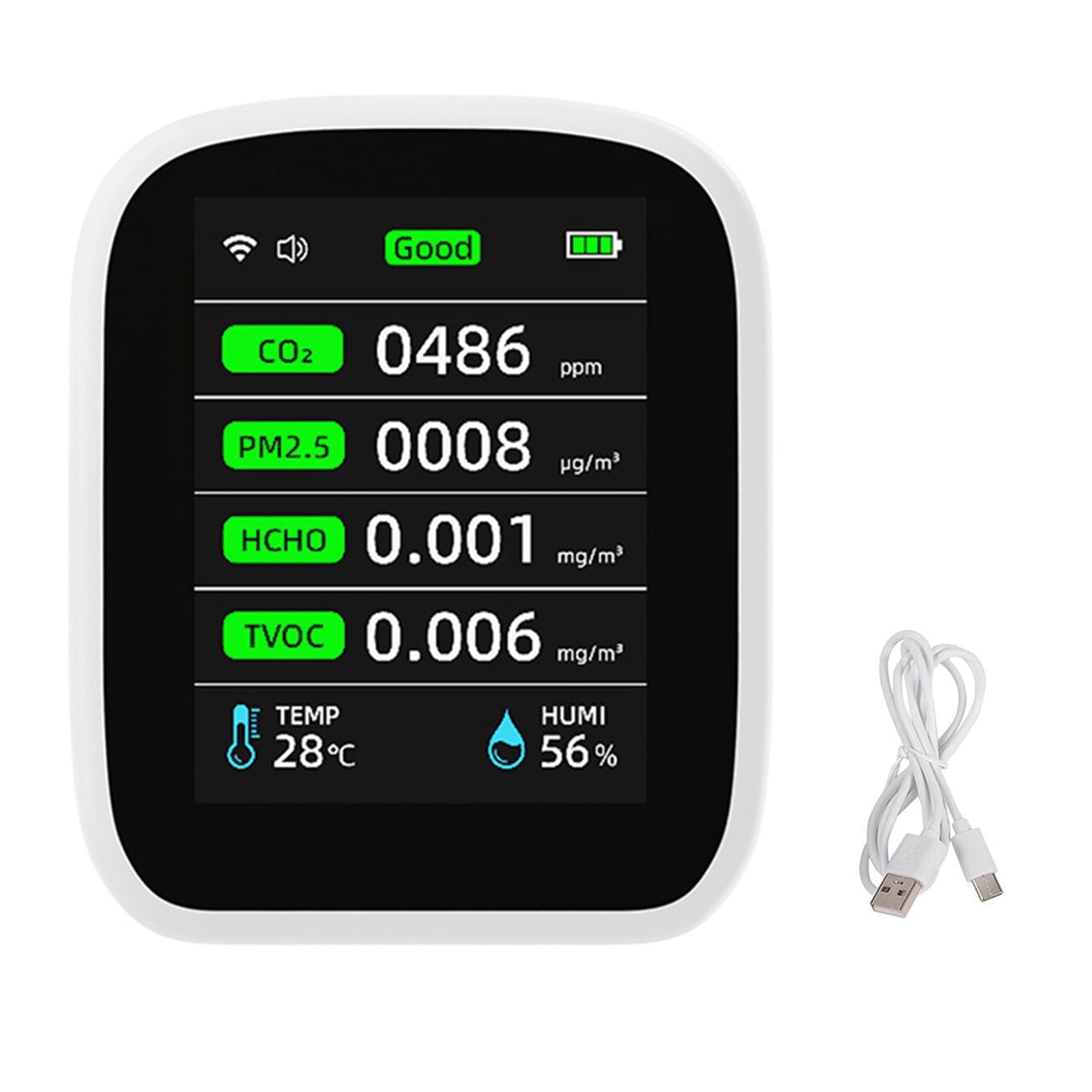 8-in-1-raumluftqualitätsmessgerät Mit Co2-detektor, Wlan-luftqualitätsüberwachung Und Tuya-app