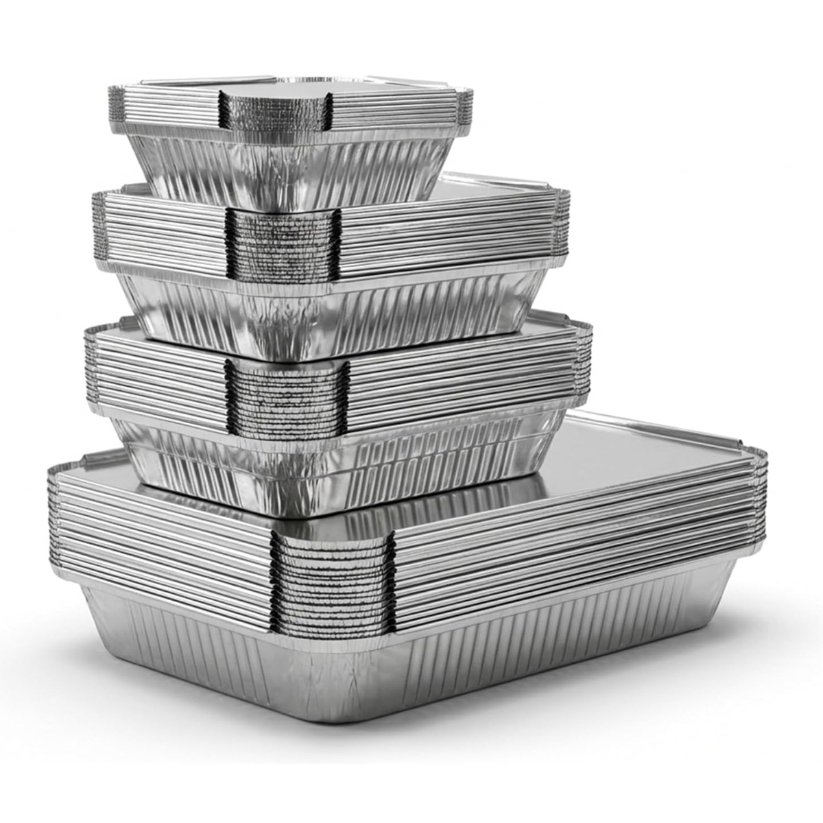 40-teiliges Set Aluminium-lebensmittelschalen Mit Deckel, 2200 Ml/1000 Ml/800 Ml, 410 Ml, Aluminium-grillschalen, Gefriergeeignet Zum Grillen Und Backen. Lebensmittelschalen