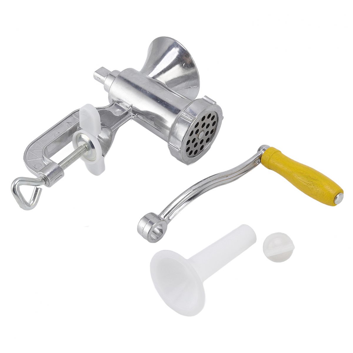 Fleischwolf, Klein, Aus Aluminiumlegierung, Verbundholz, Mit Scharfer Klinge, Silberfarben, Manueller Fleischfüller/wurstmacher Für Rind- Und Schweinefleisch