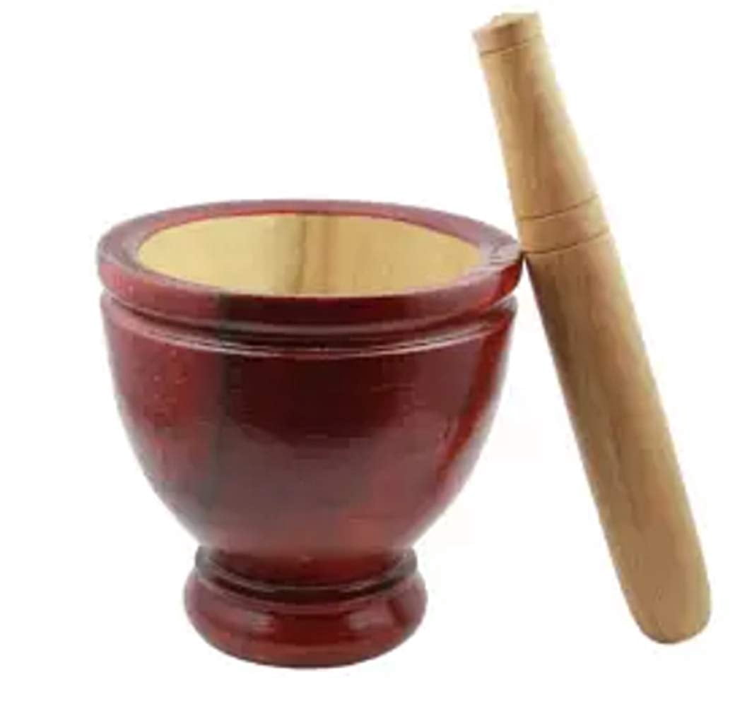 Holzmörser 15 Cm Mit Stößel Zum Zerkleinern Von Kräutern, Knoblauch, Papaya, Salat, Som Tum, Thailändischem Küchenwerkzeug, 1 Set